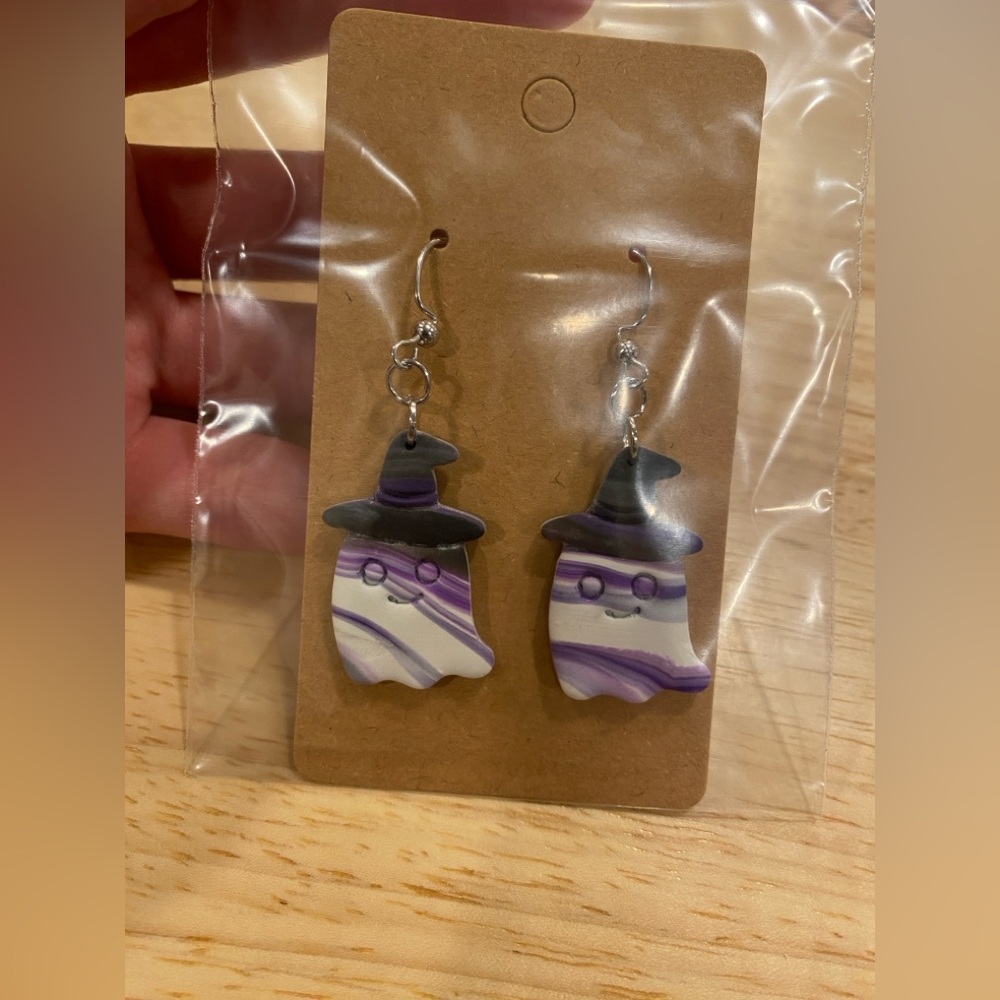 Supercute Polymer Clay Ghost Earrings